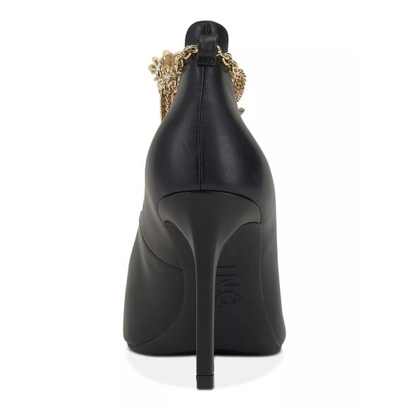 INC Womens Black Chains Charm Syira Pointed Toe Stiletto Heels Shoes SZ 10 NEW! - Picture 2 of 3